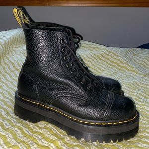 DR. MARTENS Leather Womens Black Platform Boots